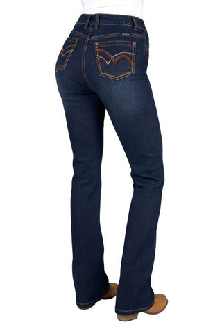PURE WESTERN WOMENS SAM HI RISE BCUT JEAN 34L - MIDNIGHT [SZ:6]