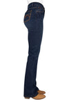 PURE WESTERN WOMENS SAM HI RISE BCUT JEAN 34L - MIDNIGHT [SZ:6]
