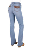 PURE WESTERN WOMENS LIZ HI RISE BCUT JEAN 34L - LIGHT SKY [SZ:6]