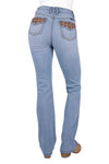 PURE WESTERN WOMENS LIZ HI RISE BCUT JEAN 34L - LIGHT SKY [SZ:6]