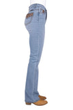 PURE WESTERN WOMENS LIZ HI RISE BCUT JEAN 34L - LIGHT SKY [SZ:6]