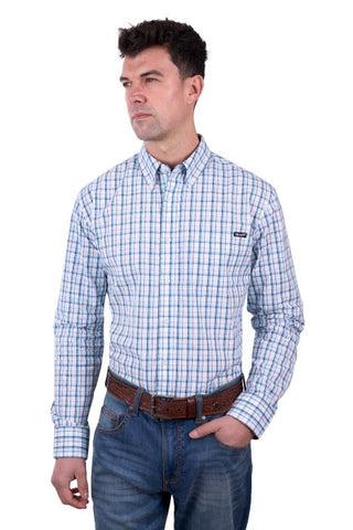 WRANGLER MENS OWEN LS SHIRT - BLUE/WHITE [SZ:XS]
