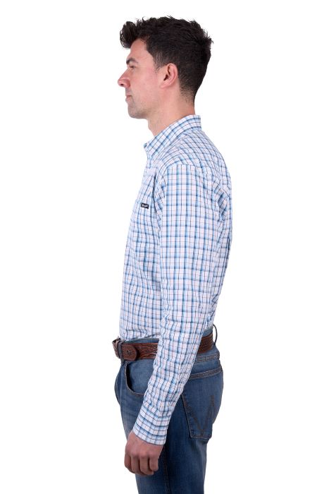 WRANGLER MENS OWEN LS SHIRT - BLUE/WHITE [SZ:XS]