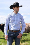 WRANGLER MENS OWEN LS SHIRT - BLUE/WHITE [SZ:XS]