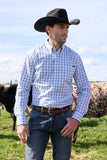 WRANGLER MENS OWEN LS SHIRT - BLUE/WHITE [SZ:XS]