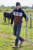 WRANGLER MENS PAUL HOODIE - NAVY/DARK TAN [SZ:XS]