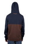 WRANGLER MENS PAUL HOODIE - NAVY/DARK TAN [SZ:XS]