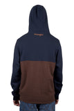 WRANGLER MENS PAUL HOODIE - NAVY/DARK TAN [SZ:XS]