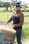WRANGLER MENS TATE 1/4 ZIP PULLOVER - DARK NAVY/TAN [SZ:XS]