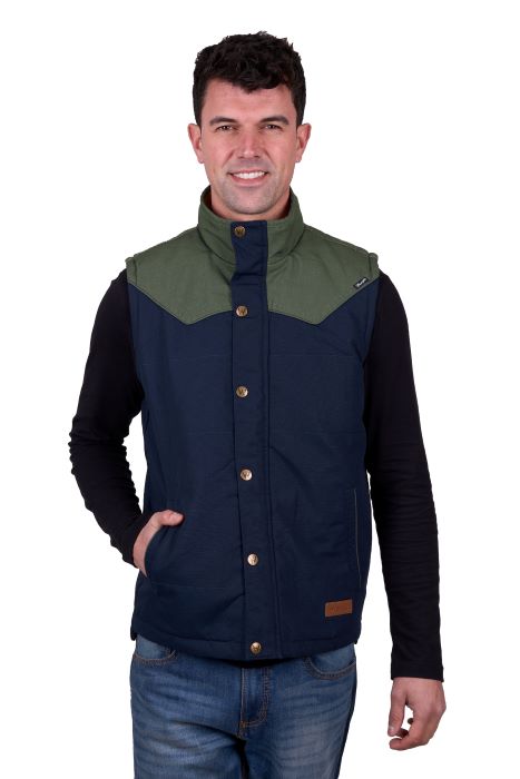 WRANGLER MENS ANDREW VEST - NAVY/CYPRESS [SZ:XS]