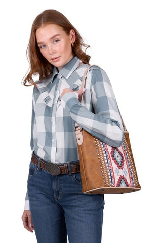 WRANGLER CELINA WOMENS CHECK LS SHIRT - BLUE [SZ:8]