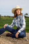 WRANGLER CELINA WOMENS CHECK LS SHIRT - BLUE [SZ:8]