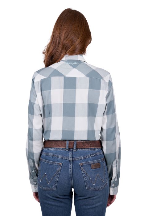 WRANGLER CELINA WOMENS CHECK LS SHIRT - BLUE [SZ:8]