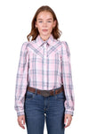 WRANGLER PHOEBE WOMENS CHECK LS SHIRT - PINK [SZ:8]