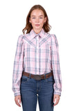 WRANGLER PHOEBE WOMENS CHECK LS SHIRT - PINK [SZ:8]