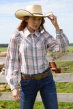 WRANGLER PHOEBE WOMENS CHECK LS SHIRT - PINK [SZ:8]