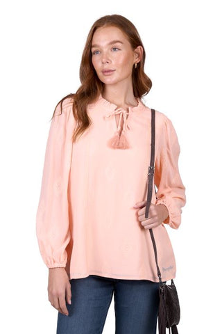 WRANGLER NEAVE WOMENS LS BLOUSE - BLUSH [SZ:8]
