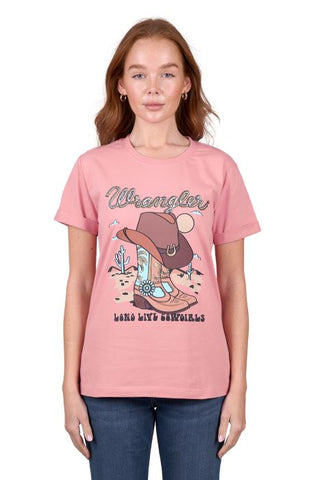 WRANGLER GISELLE WOMENS SS TEE - PINK [SZ:8]