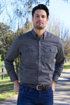 THOMAS COOK MENS ARLO 2 POCKET LONG SLEEVE SHIRT - NAVY/TAN [SZ:S]