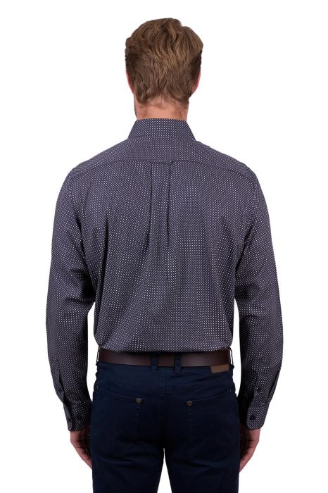 THOMAS COOK MENS ARLO 2 POCKET LONG SLEEVE SHIRT - NAVY/TAN [SZ:S]