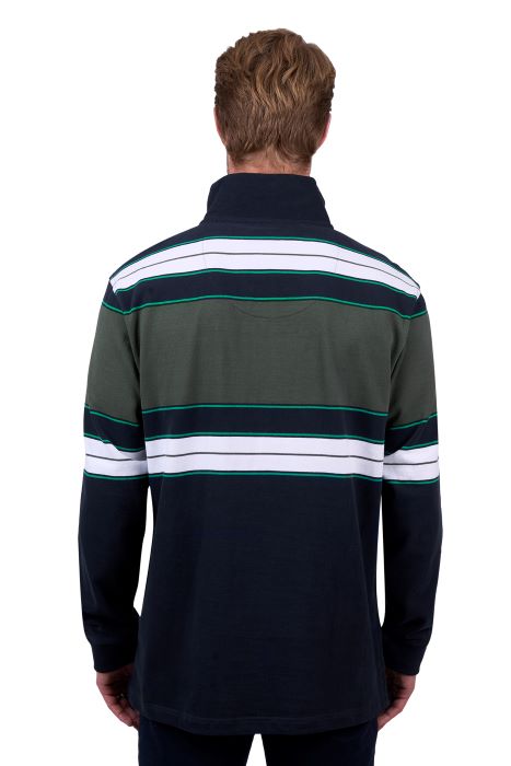 THOMAS COOK MENS LUCAS 1/4 ZIP RUGBY - NAVY/GREEN [SZ:M]