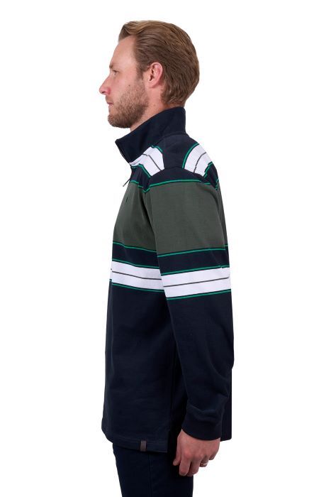 THOMAS COOK MENS LUCAS 1/4 ZIP RUGBY - NAVY/GREEN [SZ:M]