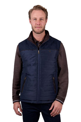 THOMAS COOK MENS NATHAN REVS VEST - DARK BROWN/NAVY [SZ:S]