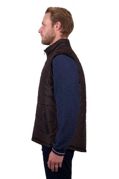 THOMAS COOK MENS NATHAN REVS VEST - DARK BROWN/NAVY [SZ:S]