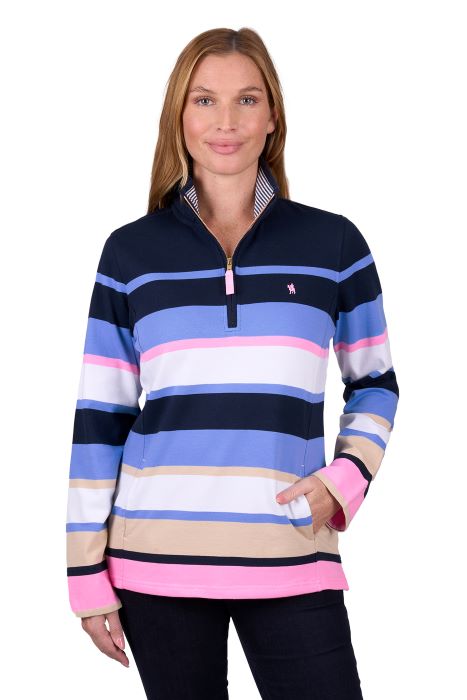 THOMAS COOK WOMENS ELENA 1/4 ZIP RUGBY - BLUE [SZ:8]