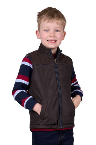 THOMAS COOK NATHAN BOYS REVS VEST - DARK BROWN/NAVY [SZ:8]