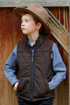 THOMAS COOK NATHAN BOYS REVS VEST - DARK BROWN/NAVY [SZ:8]