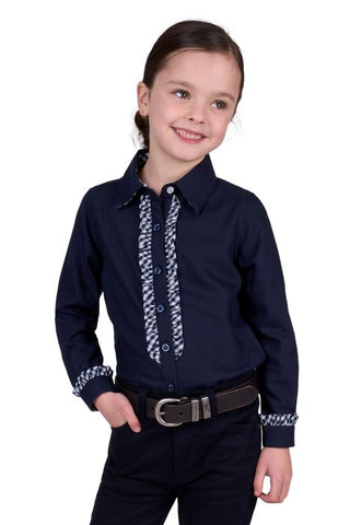 THOMAS COOK ASHLEY GIRLS LS SHIRT - NAVY [SZ:2]