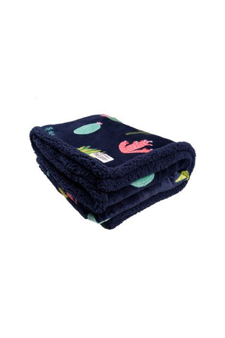 PURE WESTERN CACTUS SNUGGLE RUG - NAVY
