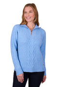THOMAS COOK CLARA WOMENS 1/4 ZIP JUMPER - BLUE MARLE [SZ:8]