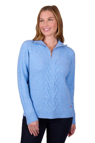 THOMAS COOK CLARA WOMENS 1/4 ZIP JUMPER - BLUE MARLE [SZ:8]