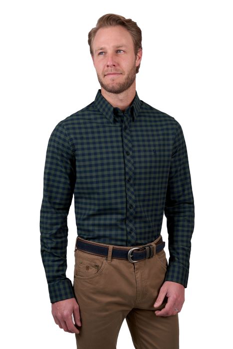 THOMAS COOK TIM MENS TAILORED LS SHIRT - NAVY/GREEN [SZ:S]