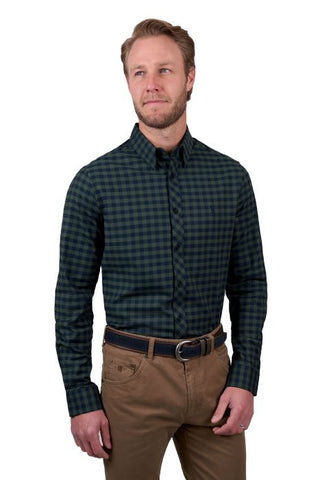 THOMAS COOK TIM MENS TAILORED LS SHIRT - NAVY/GREEN [SZ:S]