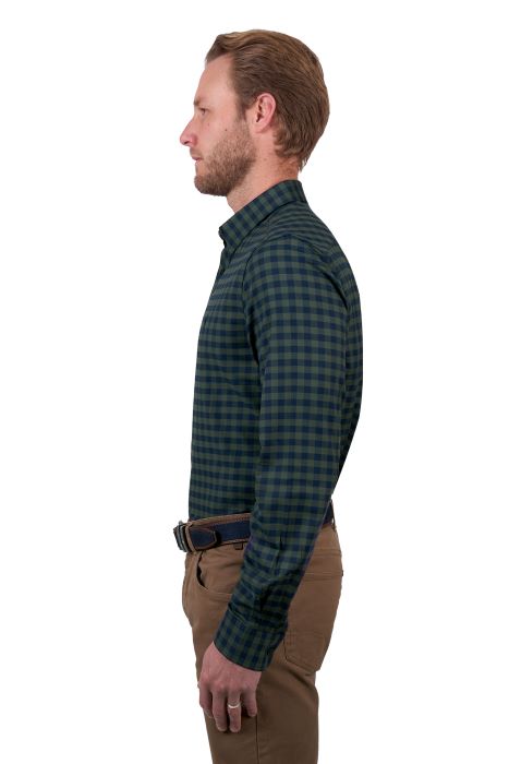 THOMAS COOK TIM MENS TAILORED LS SHIRT - NAVY/GREEN [SZ:S]