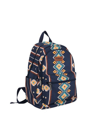 WRANGLER SOUTHWESTERN CANVAS BACKPACK - NAVY 