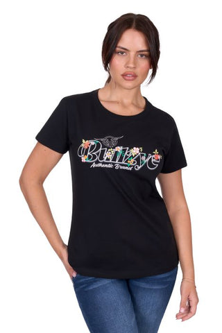BULLZYE FLORA WOMENS SHORT SLEEVE TEE - BLACK [SZ:8]