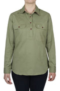 Thomas Cook Womens Stretch Drill Long Sleeve Shirt - Olive [sz:8]