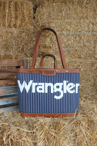 WRANGLER CANVAS ICONIC LOGO TOTE - NAVY/WHITE [SZ:38]
