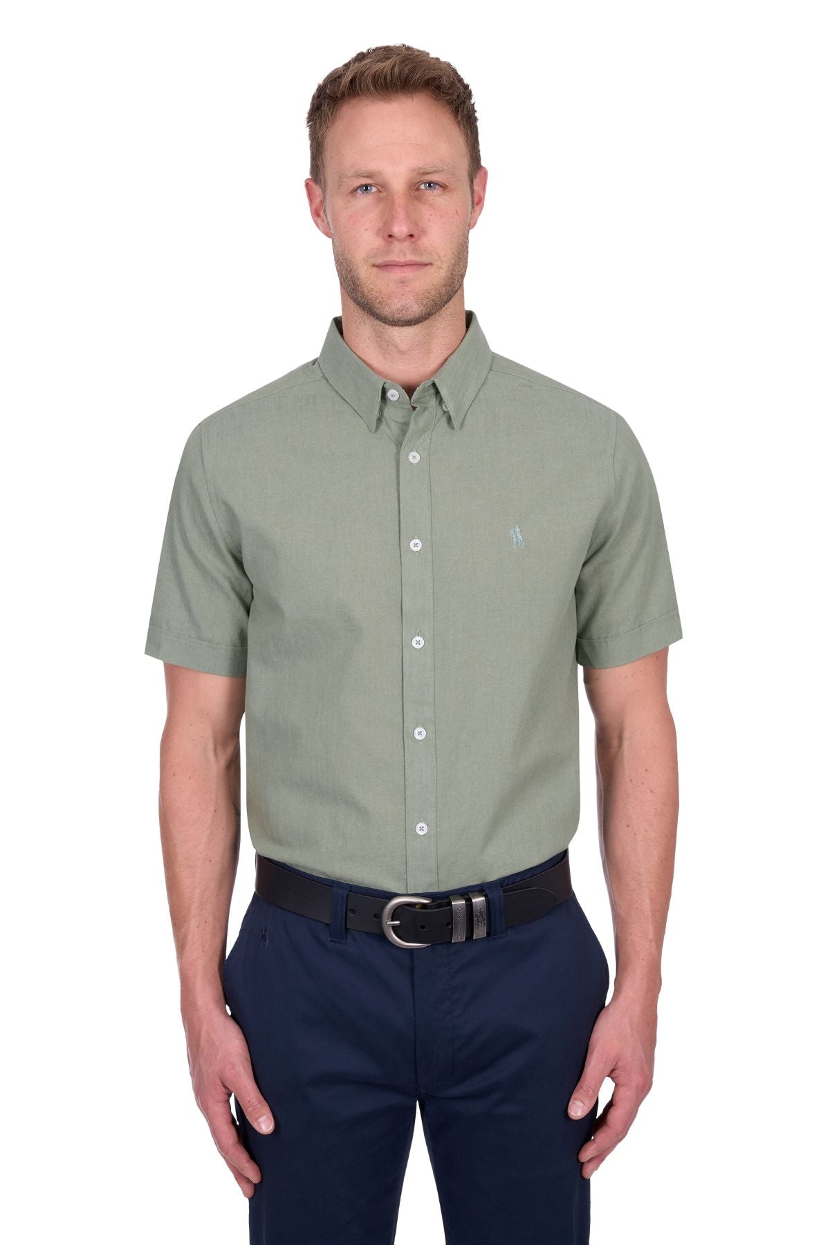 Thomas Cook Mens Linen Short Sleeve Shirt - Sage [sz:m]