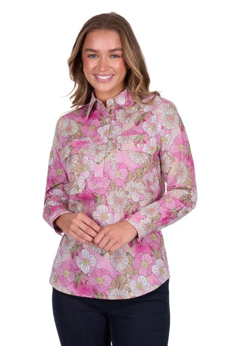 Hardslog Womens Etta 1/2 Plkt Long Sleeve Shirt [sz:8]