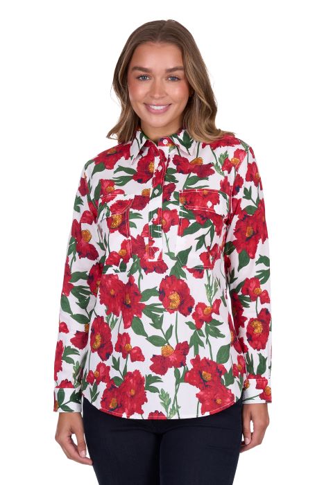 Hardslog Womens Zoe 1/2 Plkt Long Sleeve Shirt [sz:8]