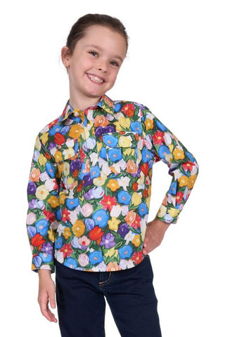Hardslog Kids Delia 1/2 Plkt Long Sleeve Shirt [sz:4]