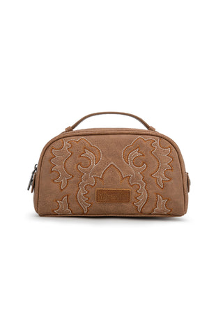 WRANGLER EMBROIDERED COSMETIC BAG - CAMEL