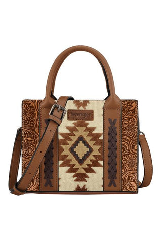 WRANGLER AZTEC TOOLED CROSSBODY BAG - TAN 