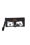 WRANGLER COW PRINT WALLET - BLACK 