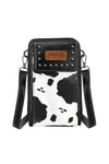 WRANGLER COW PRINT PHONE WALLET BAG - BLACK 